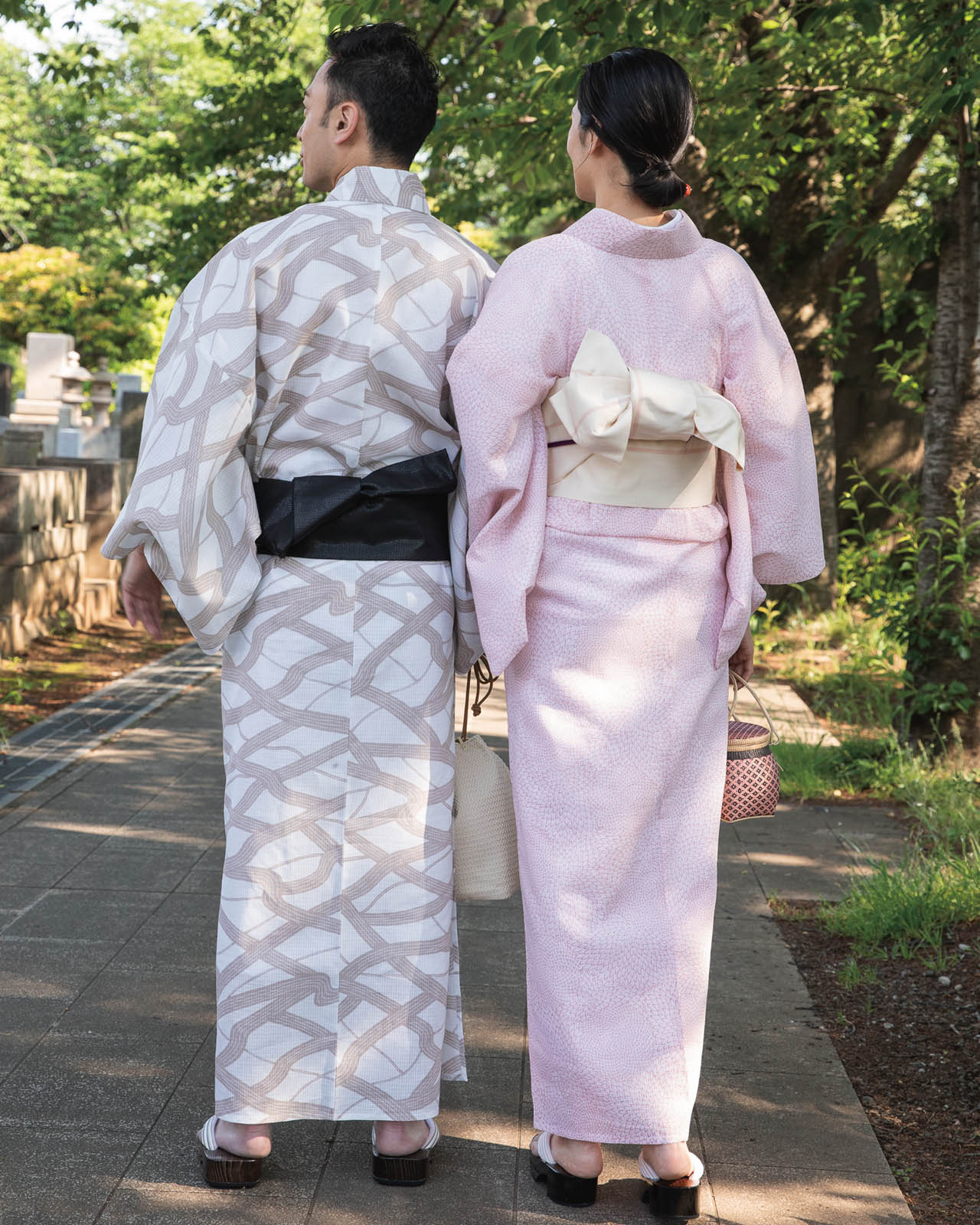 伊勢型写し浴衣「道」亜麻色 　（男性も仕上げ可）