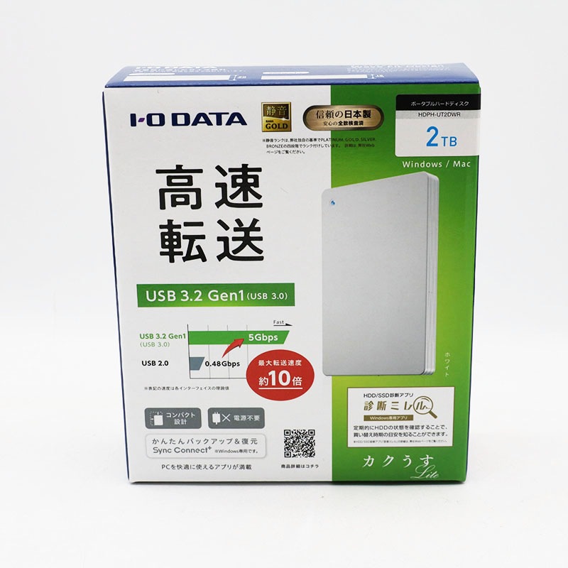 �������� I-O DATA �������������ǡ��� HDPH-UT2DWR 2TB �ݡ����֥�ϡ��ɥǥ����� �ۥ磻�� ��Ȣ���� 