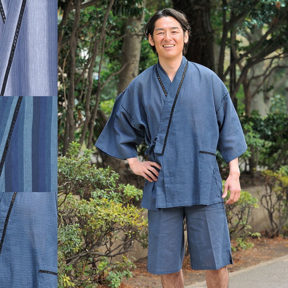 おしゃれ甚平(くずし織 紺・鰹縞 紺・段縞 炭)(M-LL) | すべての商品 