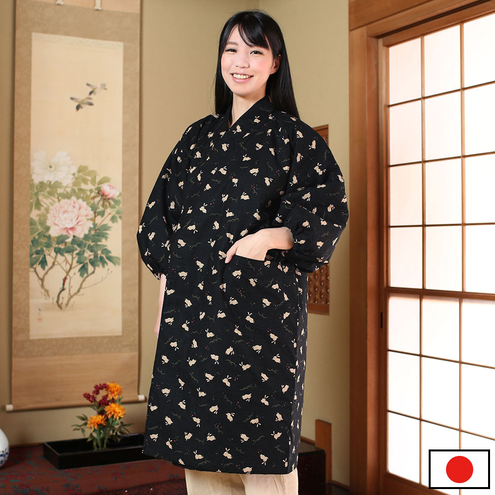 新うさぎ柄ロングはんてん（F） | 女性用作務衣・和装,羽織もの 