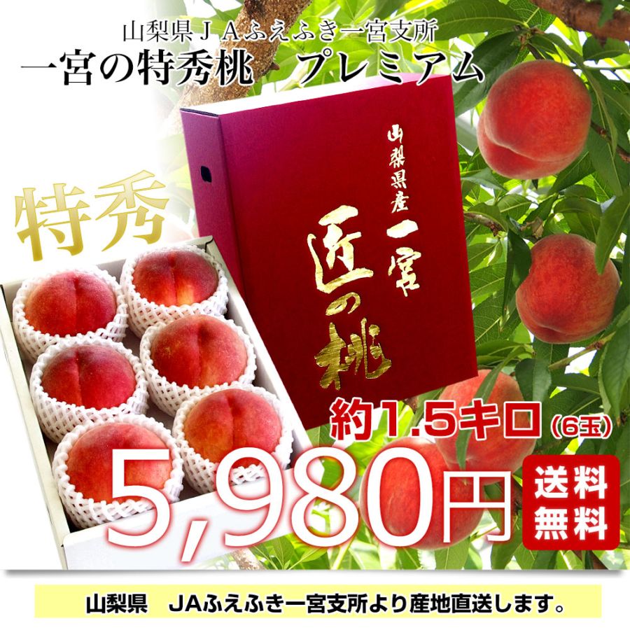 山梨の木のてっぺん桃 超特大を5個詰めて発送 人気商品【