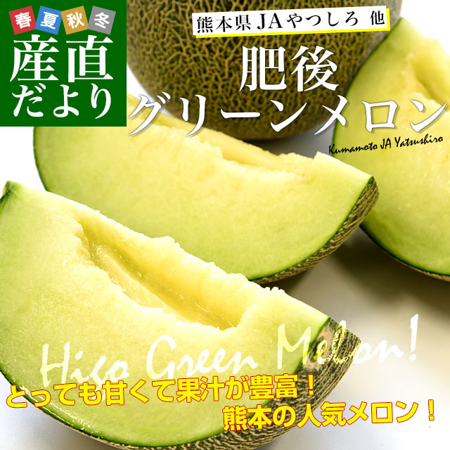 熊本県産 JAやつしろ他 肥後グリーンメロン 優品以上 超盛り 8キロ前後