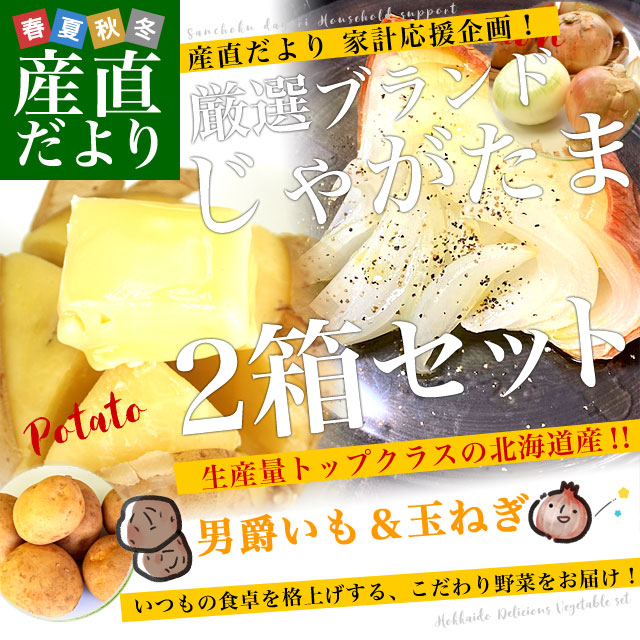 厳選ブランド産地！じゃがいも×玉ねぎ2箱セット（北海道産 男爵いも