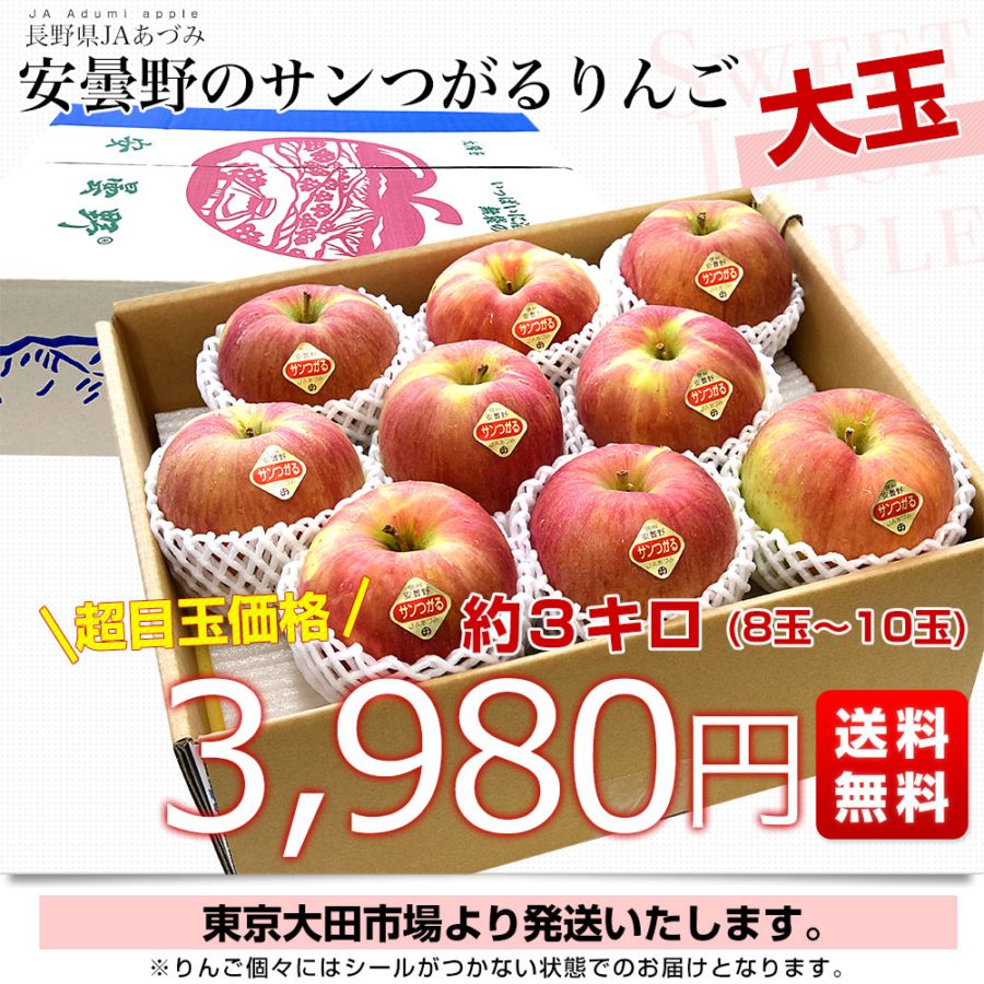 りんご 長野県産(山ノ内町夜間瀬) 志賀高原、夜間瀬のサンふじりんご(お届け