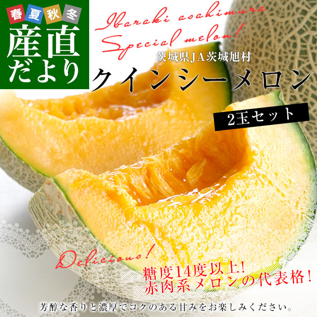 茨城県産 JA茨城旭村 クインシーメロン 秀品 2玉セット (合計約2キロ