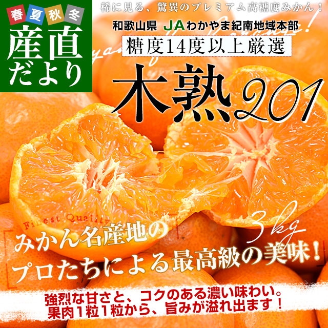 和歌山県 JAわかやま紀南地域本部 高糖度みかん「木熟201」赤無印以上