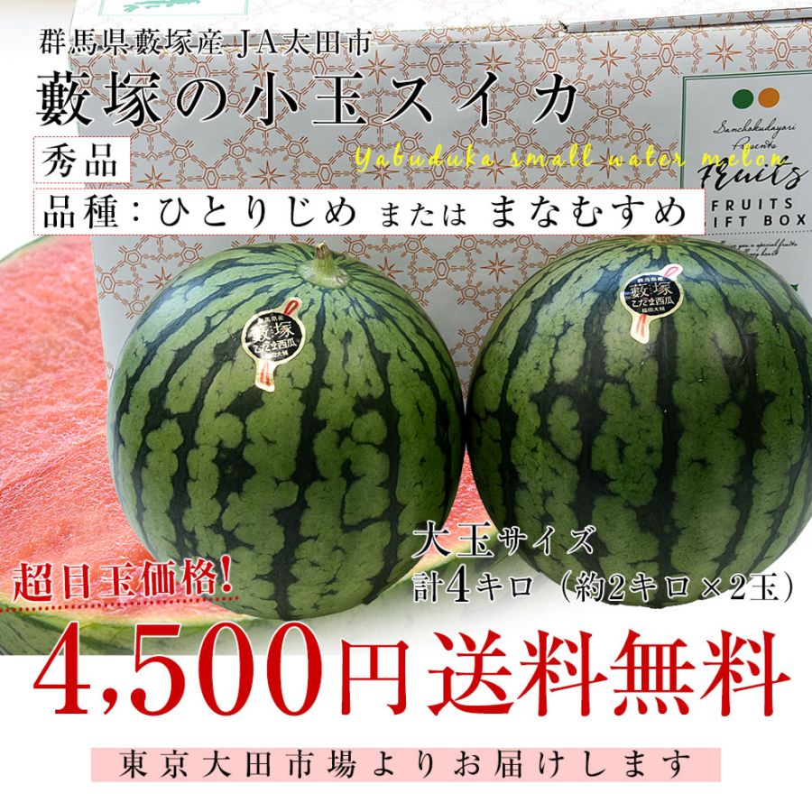 群馬県JA太田市 藪塚の小玉スイカ (ひとりじめ または まなむすめ) 秀