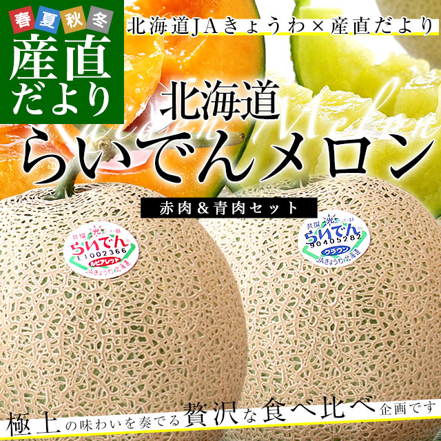 13【北海道産】青肉メロン （品種名：らいでんクラウン) 6玉　約8.5kg 糖度14.5度以上『超大玉 らいでん青肉メロン（品種：クラウン