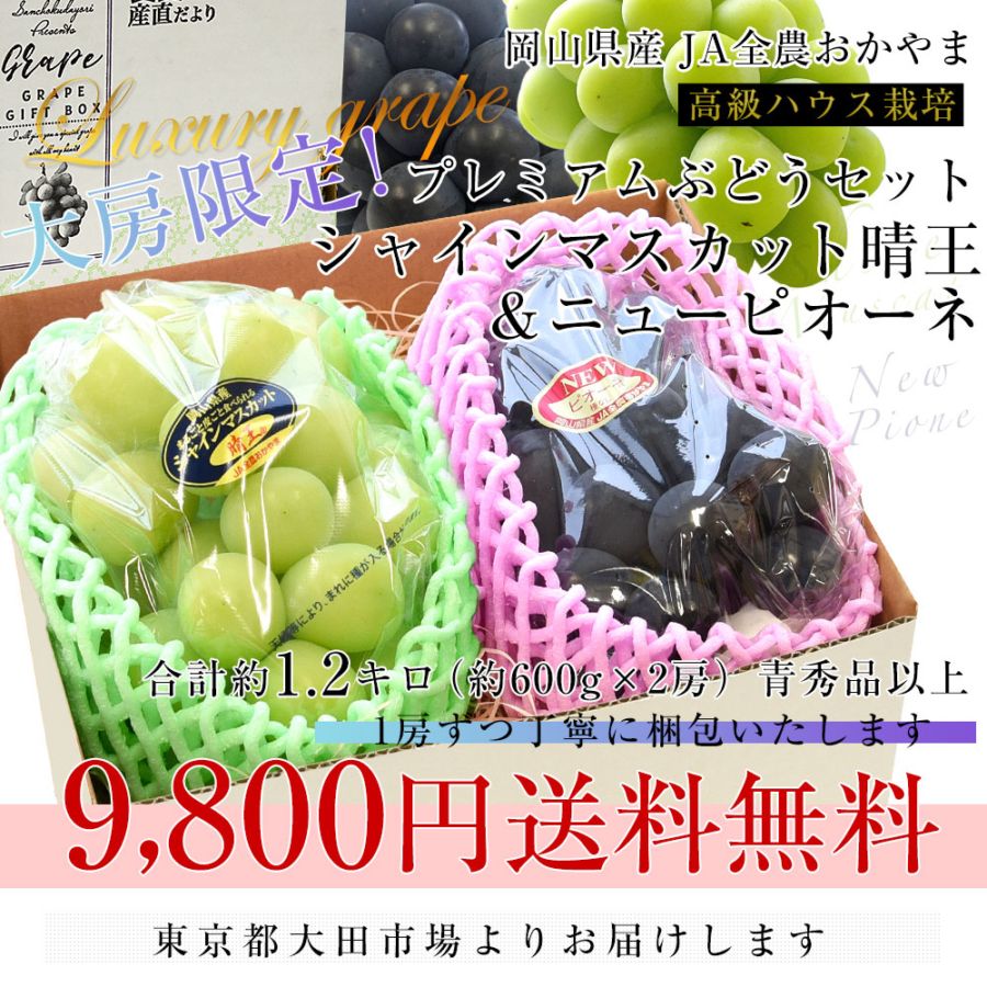 香川県産【シャインマスカット】秀品6房5kg+【ニューピオーネ】6房5kg 香川県産【シャインマスカット】秀品6房5kg+【ニューピオーネ】6