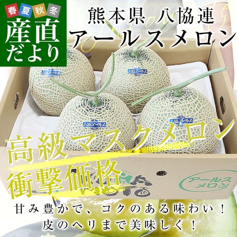 熊本県から産地直送 八協連 アールスメロン 大玉 約8キロ（4玉から5玉