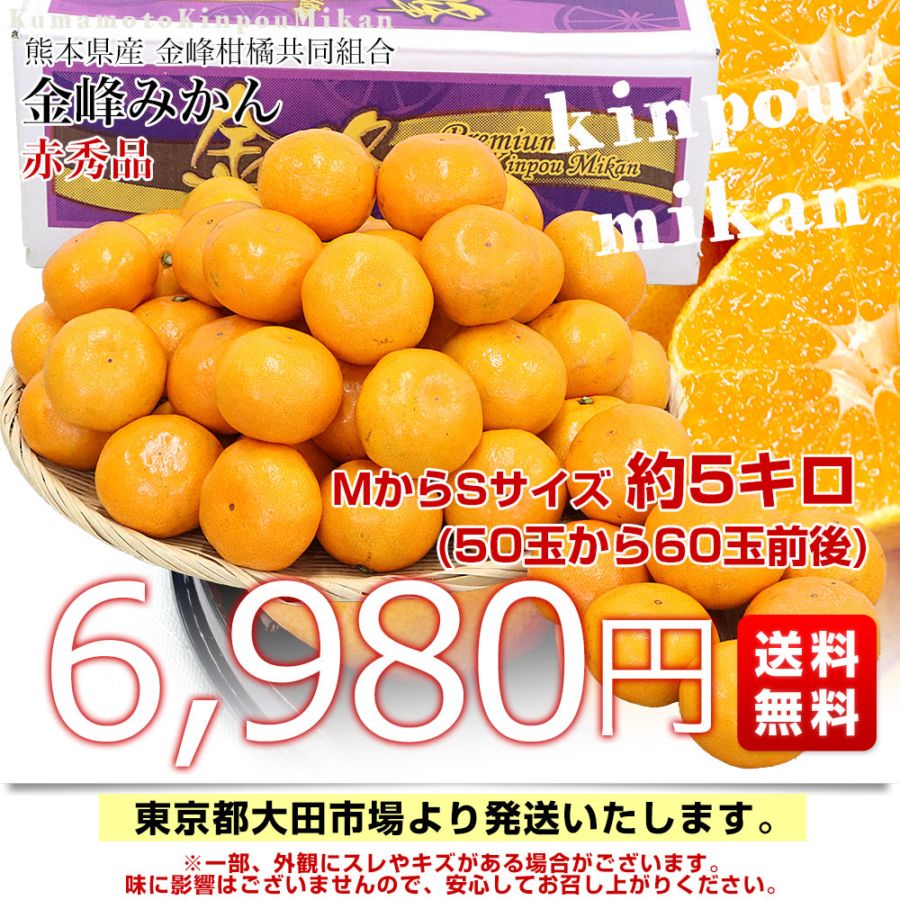 熊本県産 金峰柑橘共同組合 金峰みかん 赤秀品 MからSサイズ 約5キロ