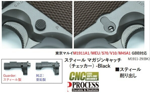 GUARDER NEW マガジンキャッチ チェッカー Black Fe製 東京マルイ