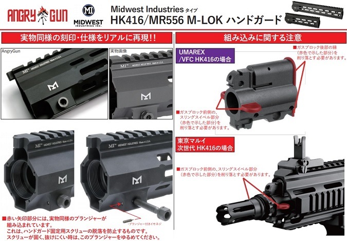 ANGRY GUN HK416/MR556 M-LOK ハンドガード Midwest Industriesタイプ