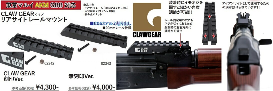 WII TECH CLAW GEAR タイプ リアサイト レールマウント CLAW
