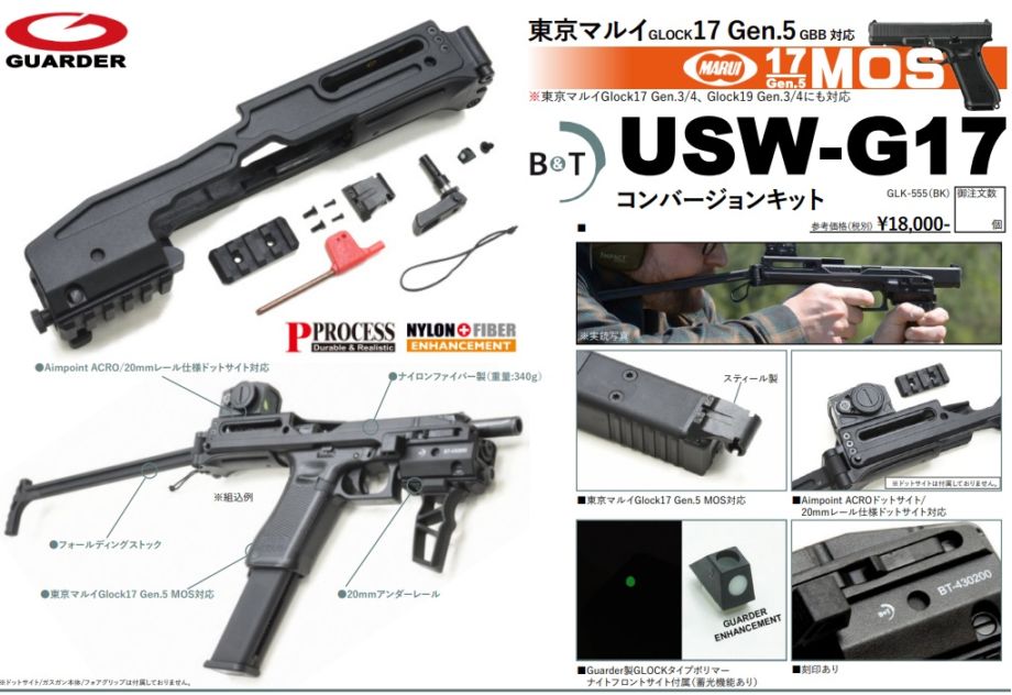 GUARDER B&T USW-G17コンバージョンキット マルイ G17 Gen5 MOS