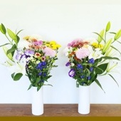 【予約】お盆のお供え花 premium（花束１対）菊、リンドウ、トルコキキョウ、ユリ