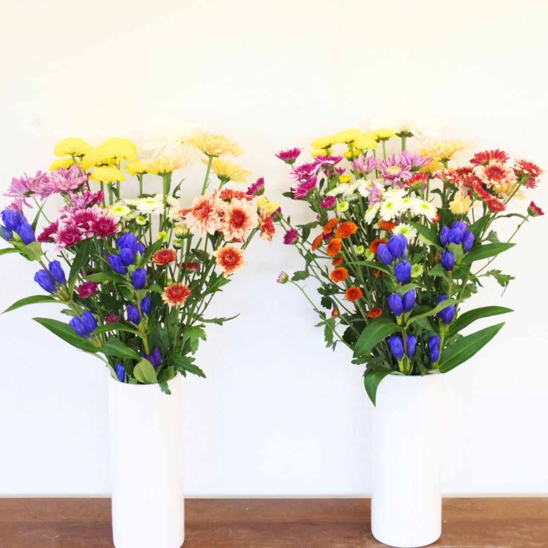 【予約】お墓用お供え花（花束１対）菊、リンドウ