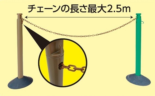 CN-5　2.5mチェーン入りポール(トラ柄反射)