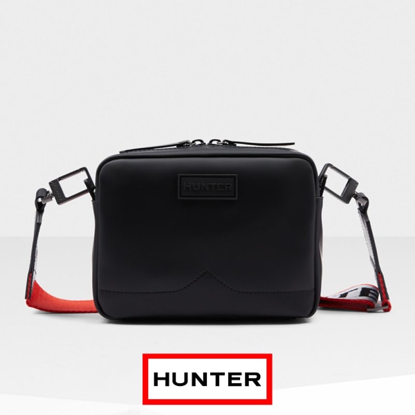 HUNTER ラバー加工レザー ミニクロスボディバッグ