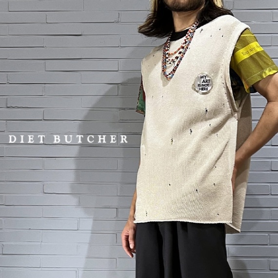 ダイエットブッチャー（DIET BUTCHER）/Damaged knit vest DB82375001 Damaged knit vest [ DB82375001 ] DIET BUTCHER / ダイエット