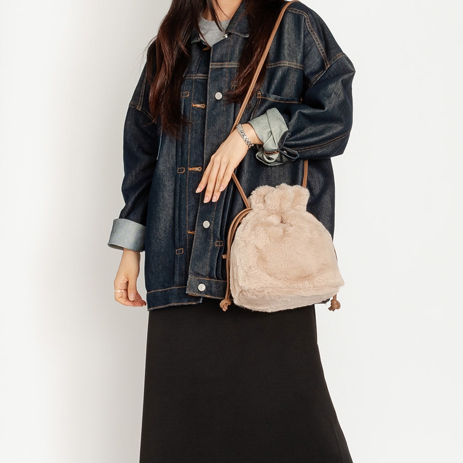 ラビット調ファー 巾着ショルダー [ 621-842 ] aristella / アリステラ