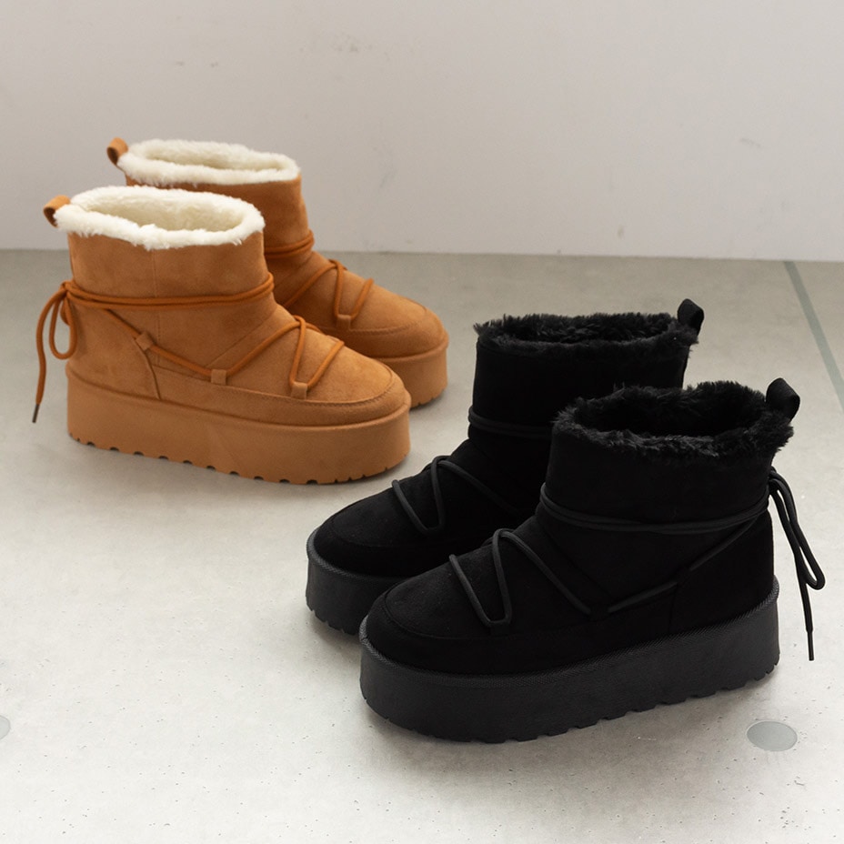 厚底ムートンブーツ / ボア レースアップ / [ IPB240-1 ] SVEC