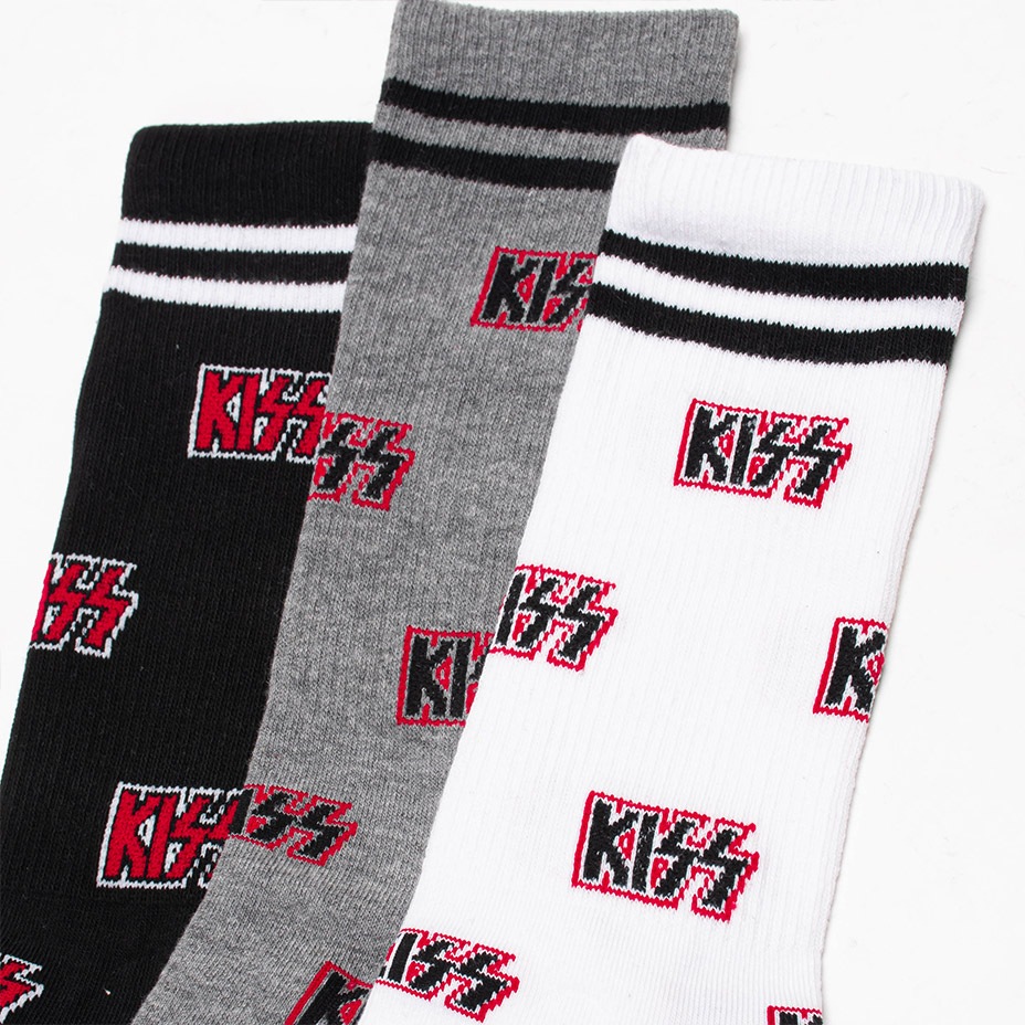 3PAIR PACK KISS ASSORTED CREW / [ KSA370 ] Perris Socks / �ڥ꡼�����å���