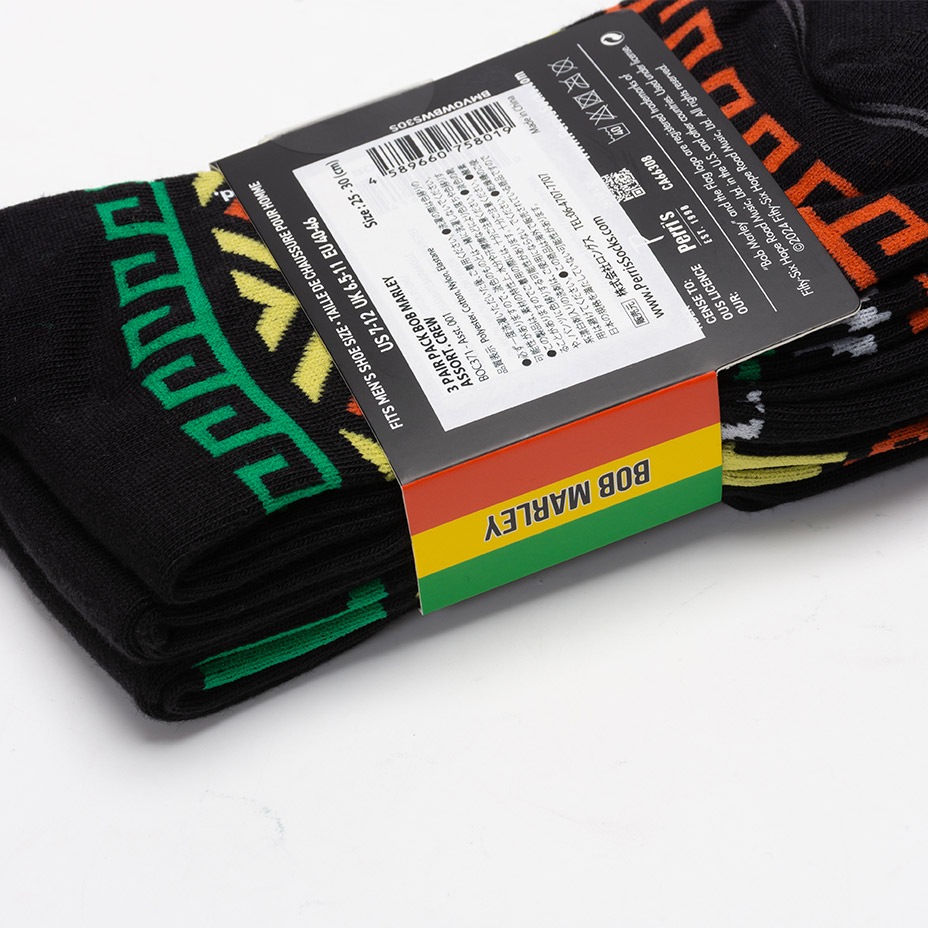 BOB MARLEY 3PAIR ASSORTED CREW /  [ BOC371 ] Perris Socks / �ڥ꡼�����å���