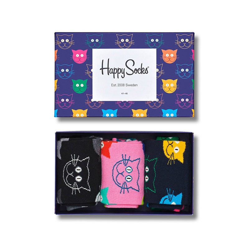3-Pack Mixed Cat Socks Gift Set [ 10203304-01 ] Happy Socks / �ϥåԡ����å���