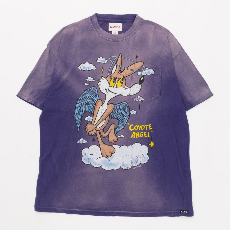 "COYOTE ANGEL" Distressed Pocket T-shirt [ KAMIYA / ���ߥ� ] G16TS089