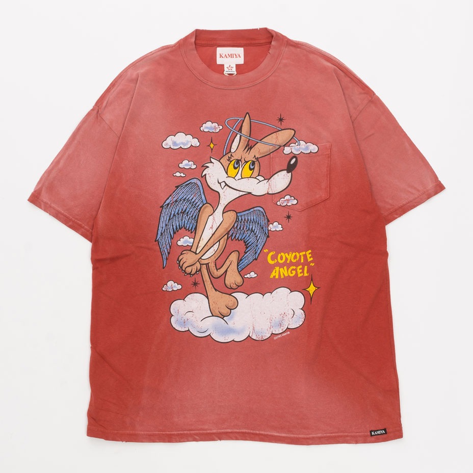 "COYOTE ANGEL" Distressed Pocket T-shirt [ KAMIYA / ���ߥ� ] G16TS089