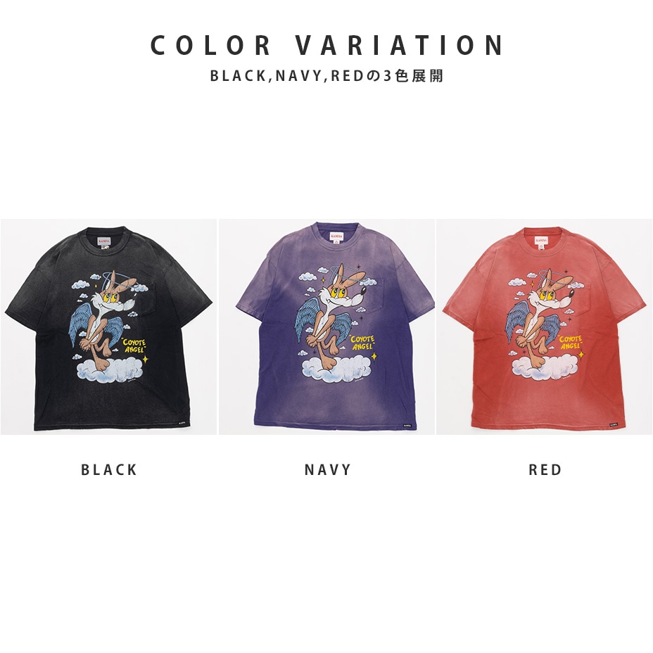 "COYOTE ANGEL" Distressed Pocket T-shirt [ KAMIYA / ���ߥ� ] G16TS089