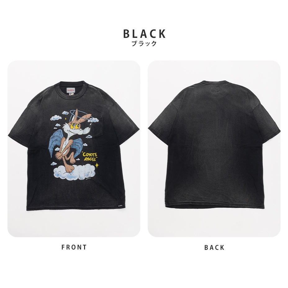 "COYOTE ANGEL" Distressed Pocket T-shirt [ KAMIYA / ���ߥ� ] G16TS089