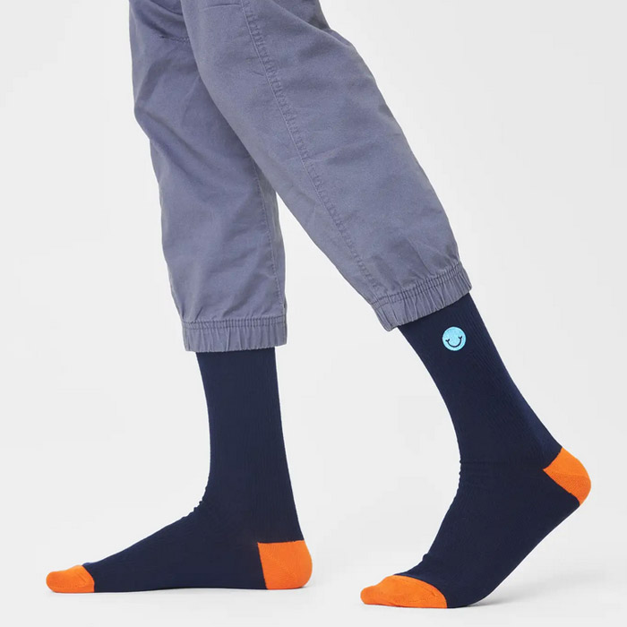 Ribbed Embroidery Smiley Sock [ 10221088-68 ] Happy Socks / �ϥåԡ����å���
