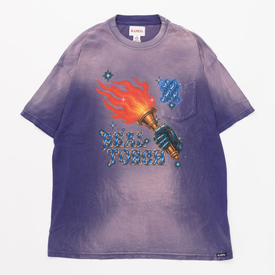 "REAL TORCH" Distressed Pocket T-shirt [ KAMIYA / ���ߥ� ] G16TS090