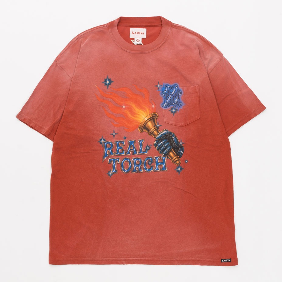"REAL TORCH" Distressed Pocket T-shirt [ KAMIYA / ���ߥ� ] G16TS090
