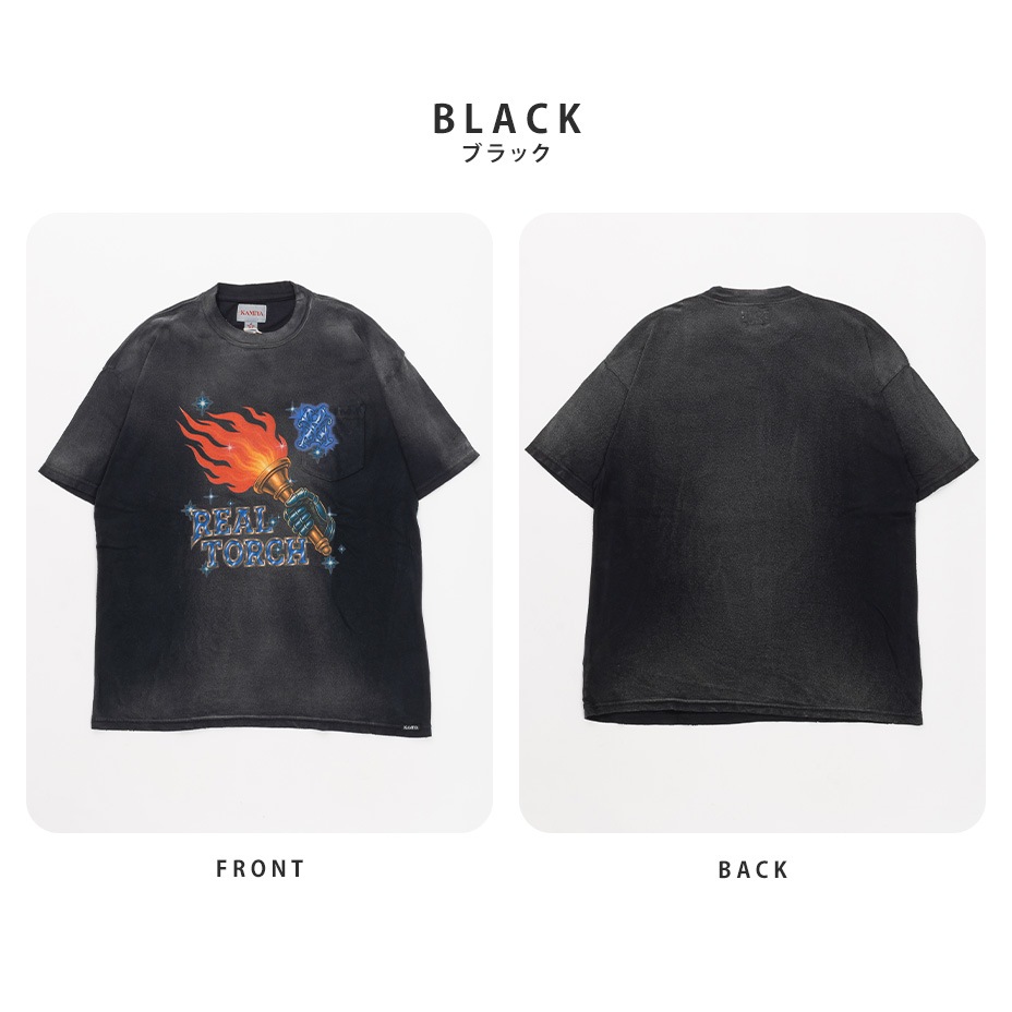 "REAL TORCH" Distressed Pocket T-shirt [ KAMIYA / ���ߥ� ] G16TS090