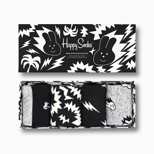4-Pack Black & White Socks Gift Set [ 10223002-01 ] Happy Socks / �ϥåԡ����å���