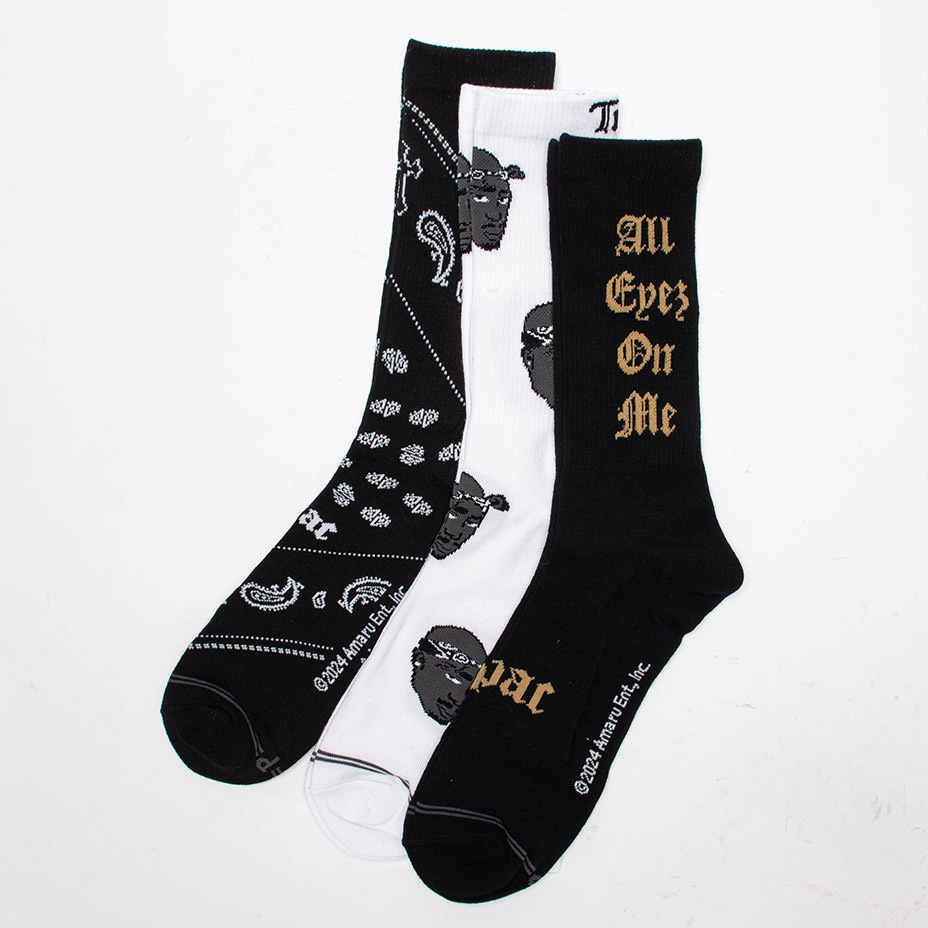 3PAIR PACK TUPAC ASSORTED CREW / [ TUC370 ] Perris Socks / �ڥ꡼�����å���