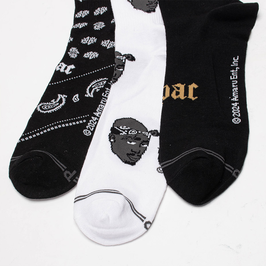 3PAIR PACK TUPAC ASSORTED CREW / [ TUC370 ] Perris Socks / �ڥ꡼�����å���