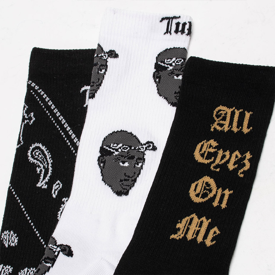 3PAIR PACK TUPAC ASSORTED CREW / [ TUC370 ] Perris Socks / �ڥ꡼�����å���