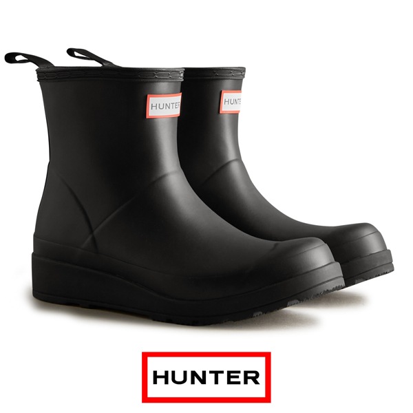 【美品】HUNTER☆BACKSTRAP PRINT BOOT 23センチ 黒色 美品】HUNTER☆BACKSTRAP PRINT BOOT 23センチ 黒色