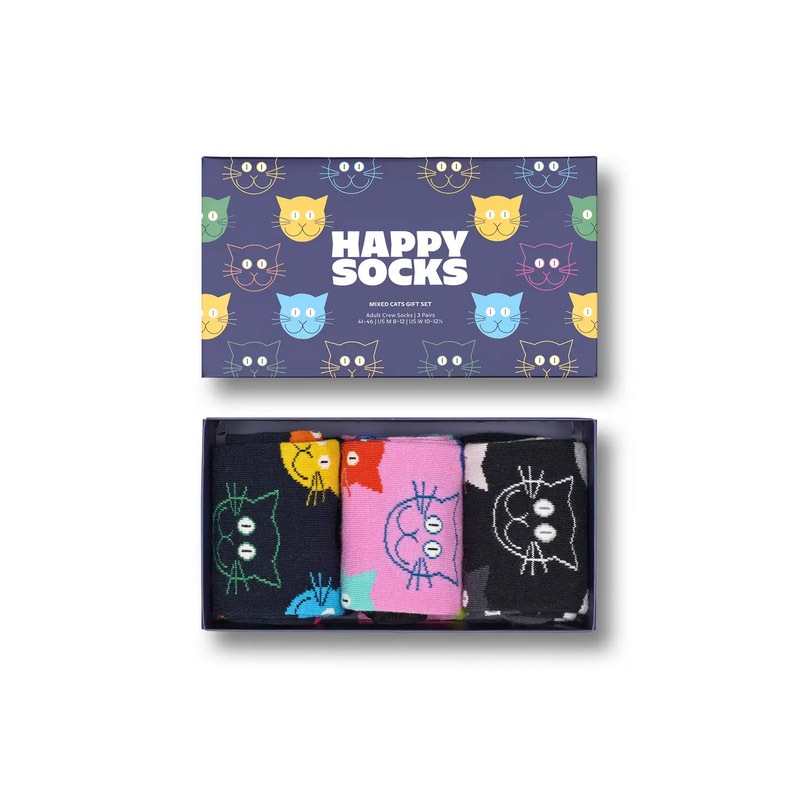 3-Pack Mixed Cat Socks Gift Set [ 10203516-01 ] Happy Socks / �ϥåԡ����å���