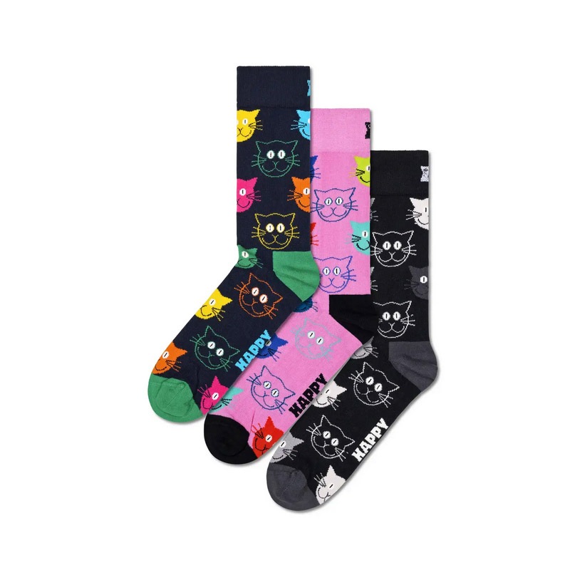 3-Pack Mixed Cat Socks Gift Set [ 10203516-01 ] Happy Socks / �ϥåԡ����å���