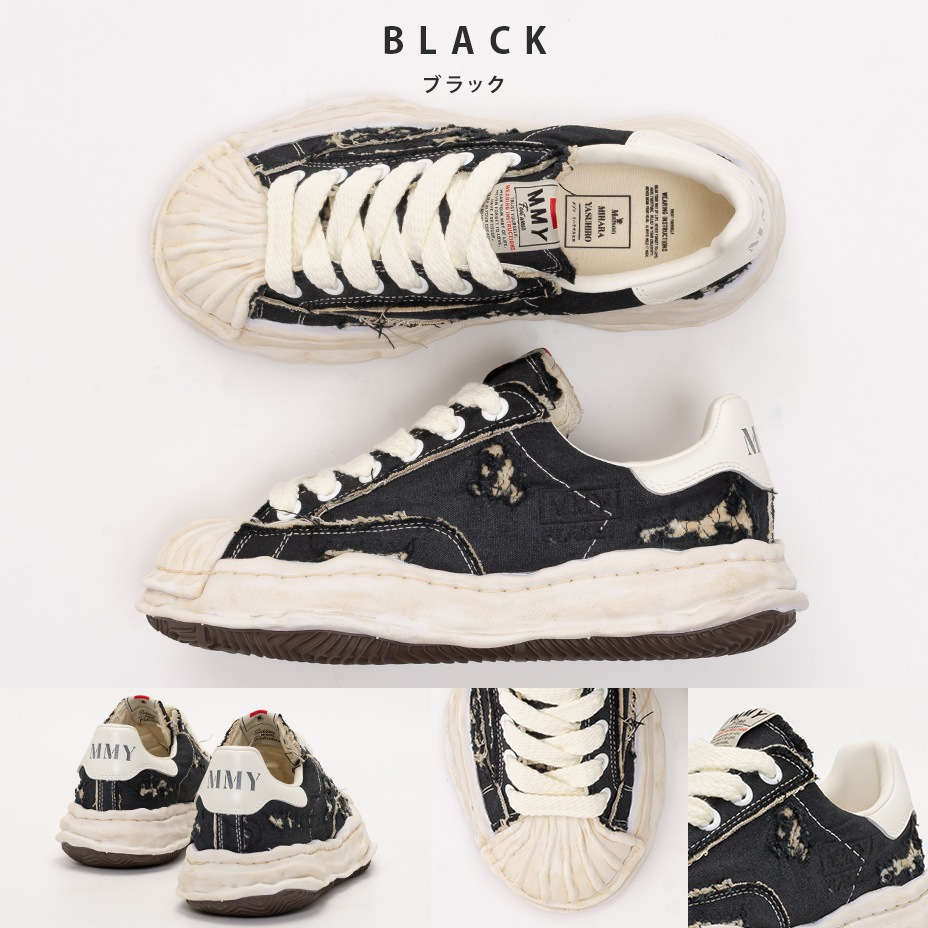 "BLAKEY" OG Sole Ripping And Overdyeing Canvas Low-top Sneaker [ MIHARA YASUHIRO / �ߥϥ�䥹�ҥ� ] A16FW729