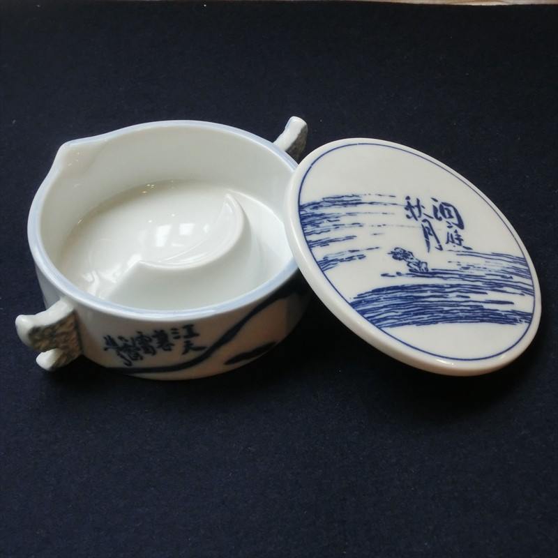 陶器染付 洞庭秋月(中) | 小物,墨まわりの小物,墨池 | 三多軒