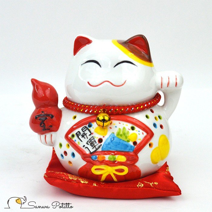招き猫 縁起物 まねきねこ まねき猫 貯金箱 ホワイト 白 両手