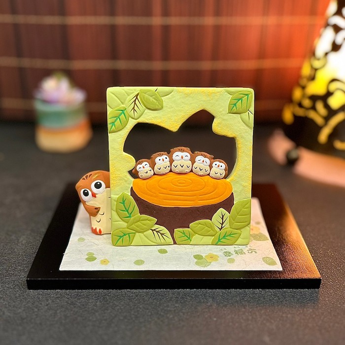 ついたてのぞき ふくろう 19-307d 素焼き かわいい 和風 置き物