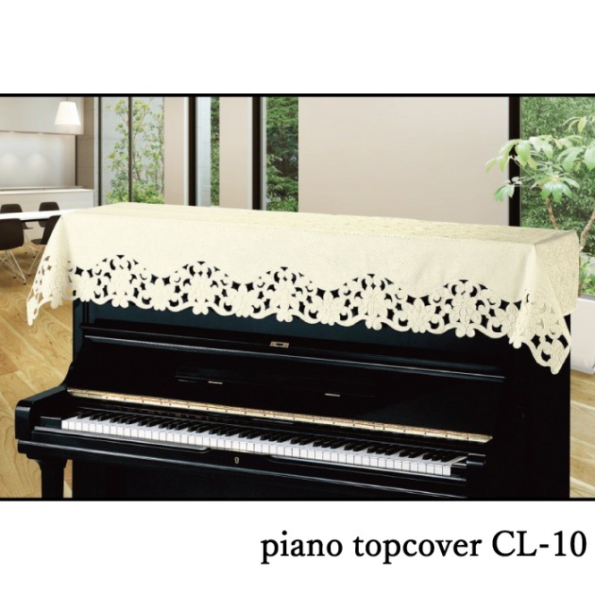 ピアノ トップカバー チェーンステッチ レース クリーム CL-10 アップ 