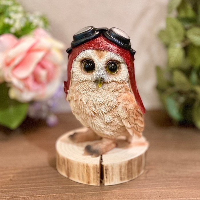 フクロウ ふくろう 梟 福郎 パイロットゴーグル オーナメント シンプル